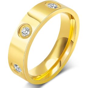 Love Friendship Gold Rings for Women:Wedding Band 18k Gold Ring Cubic Zirconia Stainless Steel Promise Ring Jewelry Birthday Gifts for Women,Size 6-10