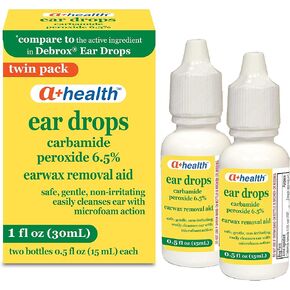 EZY DOSE Pill Cutter, Crusher, Blue, 1 Count & A+Health Earwax Removal Drops, Carbamide Peroxide 6.5%, Twin Pack, 1 fl Ounce