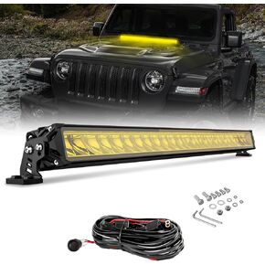 NOVSIGHT 7 Inch LED Light Bar, 16W 2000LM Spot LED Bar, Offroad Driving Fog Lights Bar IP68 Waterproof w/Wiring Harness, 7" Single Row Light Bars for Trucks Pickup ATV UTV Automotive
