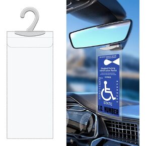 2 PCS Handicap Placard Holder for Auto, 11.6" x 5" Ultra Transparent Disabled Parking Permit Holder with Large Hanger, Disability Placard Protective Cover Holder for Car Sun Visor