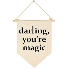 I Love Who You Are - Wall Hanging Canvas Pennant Flag Banner, Display Banner Holder Wall Sign Decor Gift for Nursery Baby Kids Girl Boy Teen Bedroom Playroom Front Door- Birthday Christmas Gift