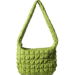 Quilted Puffer Large Shoulder Crossbody for Women Nylon Hobo Pleated Padded Handbag and Purses Lightweight
