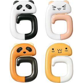 Amosfun Foldable Purse Hook Table Edge Mount Folding Handbag Hanger Cartoon Desk Purse Holder for Women Bag 4 Pack