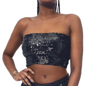 Zoestar Sequin Bra Top Sequin Crop Top Glitter Tank Top Party Performance Costume Bra for Women and Girls