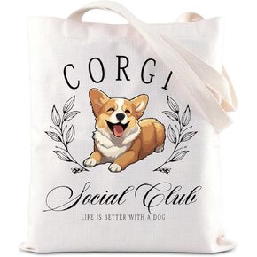 KUIYAI Corgi Social Club Tote Bag Corgi Owner Handbag Corgi Mom Gift Corgi Dad Gift Corgi Dog Gift Corgi Lovers Gift For BFF