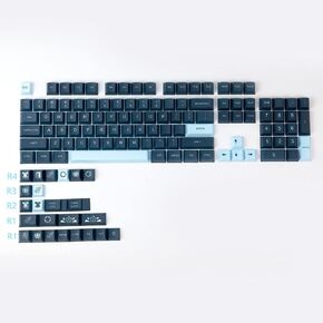 108 + 20 keycap set, Dye-Sublimation PBT Keycaps, Cherry Profile Custom Keycaps for DIY Cherry MX Mechanical Gaming Keyboards,Black Samurai