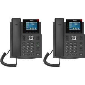 Fanvil X3U Enterprise VoIP Phone, 2.8-Inch Color Display, 6 SIP Lines, Dual-Port Gigabit Ethernet (2-Pack)