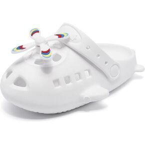 Kid's Girls Boys Clogs Garden Shoes Shark Slides Fun airplane shape slippers Lightweight Breathable Slides Slippers Summer Indoor Outdoor Kids Beach Pool Water Sandals