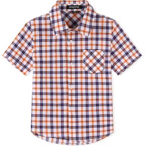 Spring&Gege Boys' Short Sleeve Button Down Shirts Casual Woven Plaid (4-12 Years)