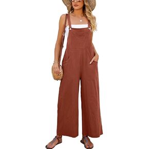 Overalls Women Sleeveless Baggy Jumpsuit for Women Comfortable Casual Wide Leg Rompers With Pockets