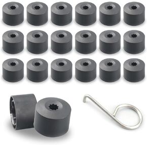 21 PCS Car Wheel Nut Caps with 1 PC Installation Tool, 17MM 0.66In Waterproof Durable Metal Vehicle Tire Bolt Decoration Covers, Universal Automotive Tire Screw Protector Accessories (Black)