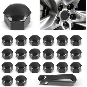 21 PCS Car Wheel Nut Seals, 20 PCS Vehicle Bolt Caps with 1 PC Extractor Tool, Dustproof Anti-Theft Vehicle Hub Screw Cover, Universal Rims Accessories for Car Truck SUV (Black)