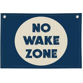 Boys Room Banner Decor, Kids Room Decor, No Wake Zone Navy Blue Canvas Banner, Lake House Adventure Canvas Banner Wall Hanging Banner Flag