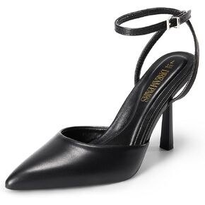حلم أزواج الكاحل حزام Slingback الكعوب للنساء مغلق أشار تو كعب ستيليتو فستان حفل زفاف حذاء بكعب