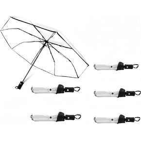 5 Pack Clear Umbrella, Transparent Folding Automatic Open Close Travel Umbrellas for Rain,Wind and Snow, Lightweight Portable Windproof Umbrella for Adult Unisex