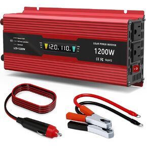 1200W Car Power Inverter DC 12V to 110V AC Converter with LCD Display and AC Outlets 2A USB Charging Port