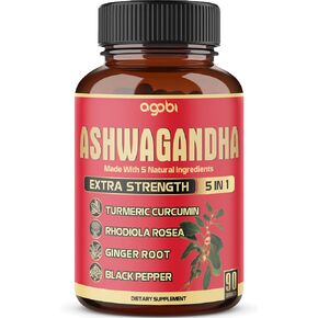 90 Capsules - Ashwagandha Supplement Capsules - Ginger Root, Turmeric, Rhodiola Rosea & Black Pepper