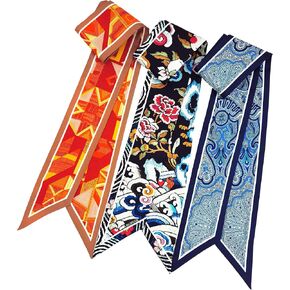 Skinny Scarf 3 Pack Silk Neck Scarf Headband Hair band Ribbon Handbag Women's Fashion Scarves