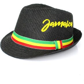 Fedora Straw Sun Hat for Men Women Short Brim Trilby Hat Panama Beach Hat Travel Summer Reggae Jamaica