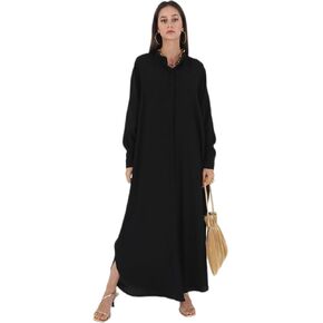 AWIBMK Women Abayas Dubai Kaftan Henley Shirt Prayer Maxi Dress Muslim Batwing Sleeve Ramadan Islamic Clothes