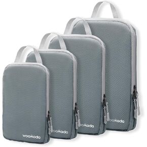WOOMADA Compression Packing Cubes for Suitcases Travel Essentials 4 Set Expandable Travel Bags Organizer for Luggage(turquoise)