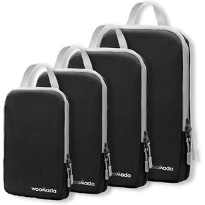 WOOMADA Compression Packing Cubes for Suitcases Travel Essentials 4 Set Expandable Travel Bags Organizer for Luggage(turquoise)