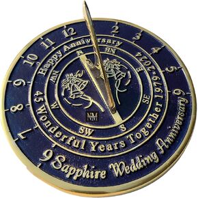 NauticalMart 45th Sapphire Anniversary Unique Marriage Present for Parents, Grandparents, Friends, Husband or Wife, Couples, Him & Her Wedding Anniversary Sundial Gift 2024 (45th Anniversary)
