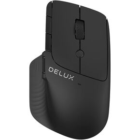 DeLUX Wireless Ergonomic Mouse with Thumb Rest, Bluetooth Rechargeable, OLED Screen, 4000DPI, 8 Buttons, for Multi-Devices on Windows and Mac OS - M912DB Black
