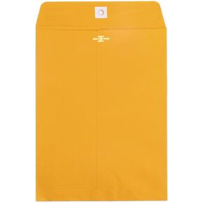 Clasp Envelopes 10x13, 100 Pack Goefun Brown Yellow Manilla Envelopes 10x13-100GSM Heavy Kraft Paper, with Clasp and Gummed Seal for Mailing