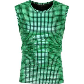 Lars Amadeus Metallic Tank Top for Men's Sleeveless Party Club Shining Vest