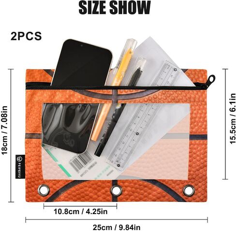 3 Ring Binder Pencil Pouch 2 Pack Leopard Heart Print Pencil Case Pencil Bags with Zipper, Clear PVC Binder Pockets for Office Daily Supplies in Saudi Arabia