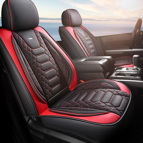 FREESOO Tundra 2007-2021 Full Set Seat Covers, Fit for Toyota Tundra Crewmax Cab, Custom Truck Seat Covers with Waterproof Faux Leather BlackRed in Saudi Arabia