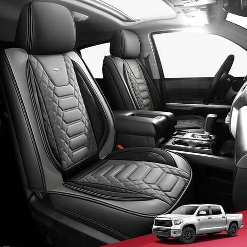 FREESOO Tundra 2007-2021 Full Set Seat Covers, Fit for Toyota Tundra Crewmax Cab, Custom Truck Seat Covers with Waterproof Faux Leather BlackRed in Saudi Arabia