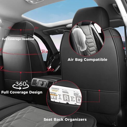 FREESOO Tundra 2007-2021 Full Set Seat Covers, Fit for Toyota Tundra Crewmax Cab, Custom Truck Seat Covers with Waterproof Faux Leather BlackRed in Saudi Arabia