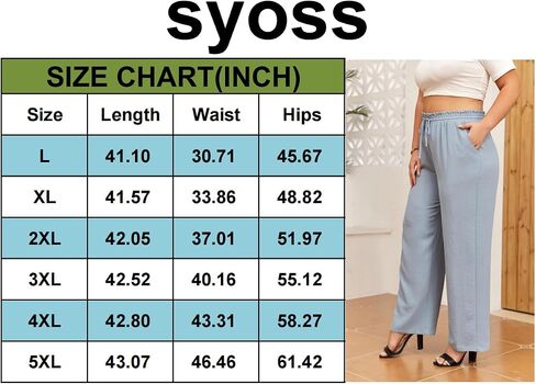Syoss المرأة حجم كبير سراويل تقليدية عالية الخصر قابل للتعديل عقدة فضفاضة مستقيم بنطلون مع جيوب الأعمال العمل السراويل in Saudi Arabia