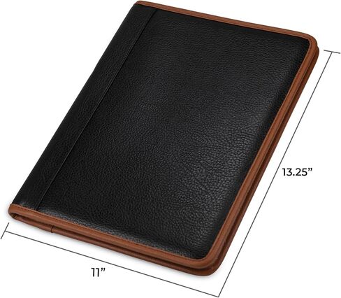 Samsill Professional 3 Ring Zippered Binder, Hampton Collection, 1 Inch Round Ring Portfolio Organizer with Letter Sized Document Pocket, Inner Pen Loops, and Carrying Handle, Black/Brown in Saudi Arabia