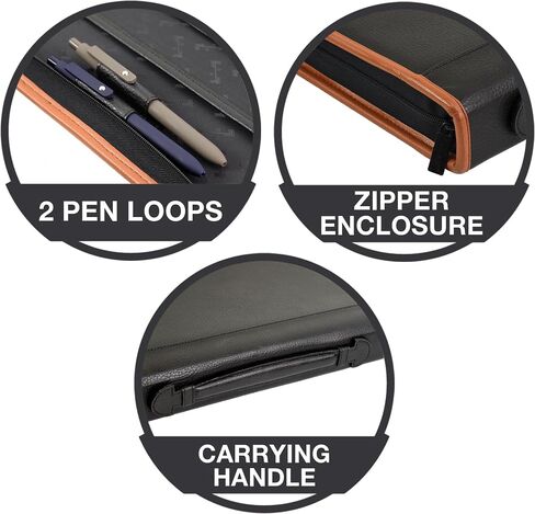 Samsill Professional 3 Ring Zippered Binder, Hampton Collection, 1 Inch Round Ring Portfolio Organizer with Letter Sized Document Pocket, Inner Pen Loops, and Carrying Handle, Black/Brown in Saudi Arabia