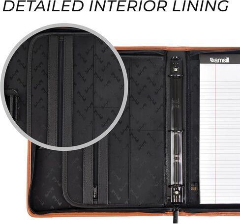 Samsill Professional 3 Ring Zippered Binder, Hampton Collection, 1 Inch Round Ring Portfolio Organizer with Letter Sized Document Pocket, Inner Pen Loops, and Carrying Handle, Black/Brown in Saudi Arabia