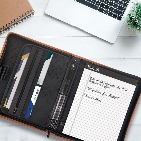 Samsill Professional 3 Ring Zippered Binder, Hampton Collection, 1 Inch Round Ring Portfolio Organizer with Letter Sized Document Pocket, Inner Pen Loops, and Carrying Handle, Black/Brown in Saudi Arabia