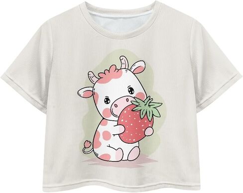 Crop Tops for Girls Size 5-14 Short Sleeve T-Shirt Summer Casual Tees Top Kids Cropped Shirts in Saudi Arabia