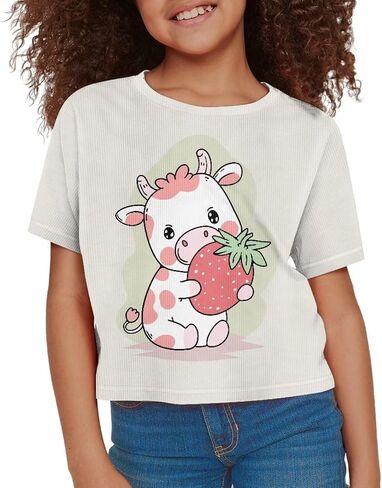 Crop Tops for Girls Size 5-14 Short Sleeve T-Shirt Summer Casual Tees Top Kids Cropped Shirts in Saudi Arabia