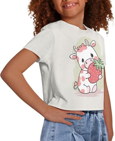 Crop Tops for Girls Size 5-14 Short Sleeve T-Shirt Summer Casual Tees Top Kids Cropped Shirts in Saudi Arabia