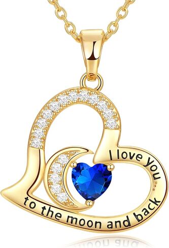 Birthstone Jewelry for Wife Gifts for Her - 18K Gold Filled 925 Sterling Silver I love You Heart Pendant Necklace for Wife Mothers Day Gifts for Wife Birthday Gifts for Girlfriend on Valentine's Day, Wedding Anniversary, Christmas Gifts for Her in Saudi Arabia