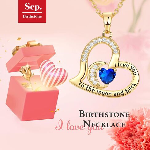 Birthstone Jewelry for Wife Gifts for Her - 18K Gold Filled 925 Sterling Silver I love You Heart Pendant Necklace for Wife Mothers Day Gifts for Wife Birthday Gifts for Girlfriend on Valentine's Day, Wedding Anniversary, Christmas Gifts for Her in Saudi Arabia