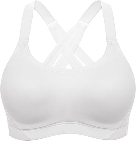 Wingslove High Support Sports Bra for Women Wireless Adjustable Criss Cross Back Running Workout Bra No Bounce in Kuwait