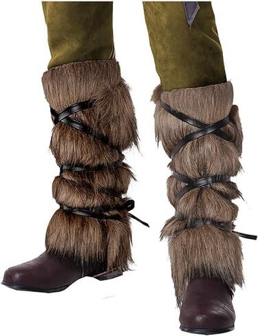 Women Viking Fur Boot Faux Leather Warrior Costume Accessory Leg Warmers in Saudi Arabia