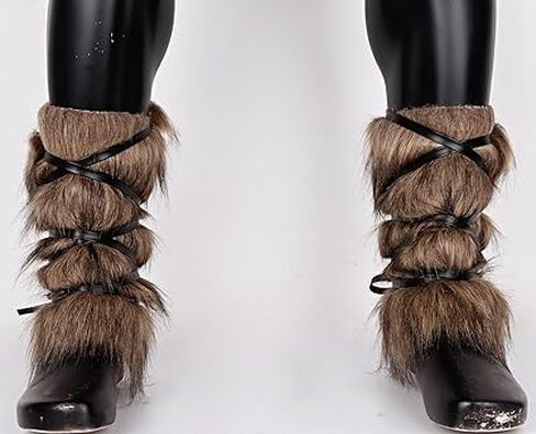 Women Viking Fur Boot Faux Leather Warrior Costume Accessory Leg Warmers in Saudi Arabia