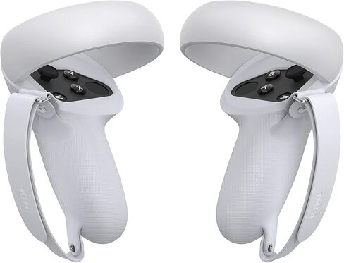 غطاء حماية من السيليكون بتصميم KIWI مزود بأشرطة للمفاصل متوافق مع ملحقات Quest 2 (أسود + رمادي-أبيض) in Kuwait