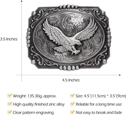 Western Belt Buckle for Men, Large Belt Buckle Golden Soaring Eagle, Eagle Cowboy Big Belt Buckles in Kuwait