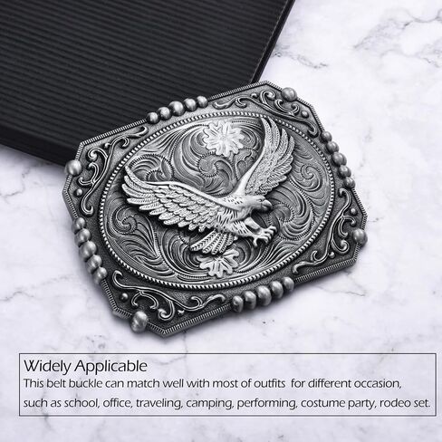 Western Belt Buckle for Men, Large Belt Buckle Golden Soaring Eagle, Eagle Cowboy Big Belt Buckles in Kuwait